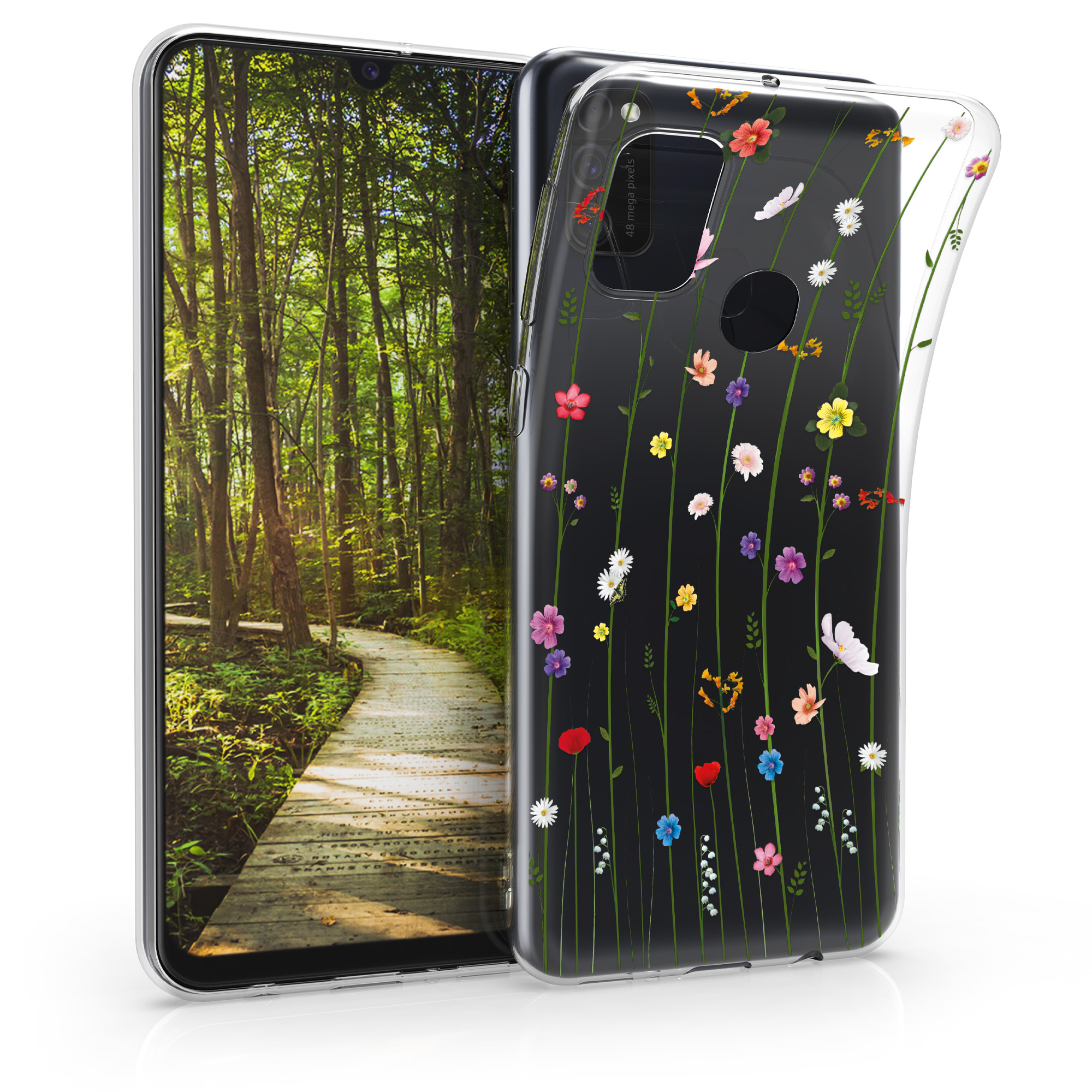 Kvalitní silikonové TPU pouzdro pro Samsung M21 - divoké květy Vines Multicolor / transparentní