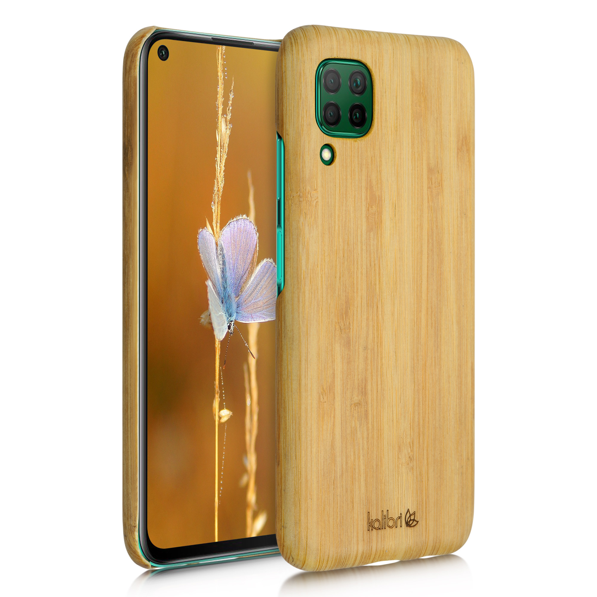 Dřevěné plastové hnědé pouzdro / obal pro Huawei P40 Lite