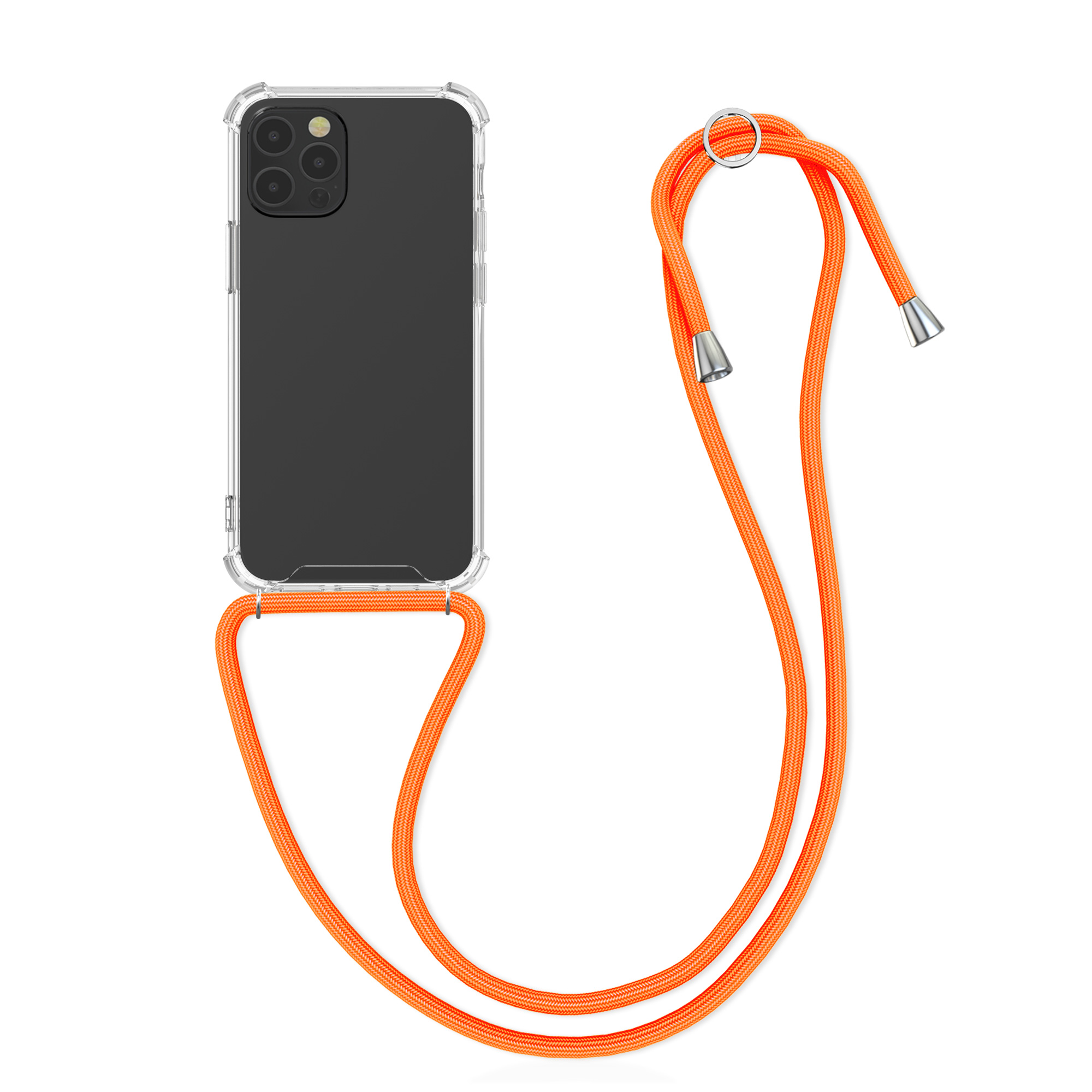 Kvalitní silikonové TPU pouzdro pro Apple iPhone 12 / 12 Pro - Transparent | Neon Orange
