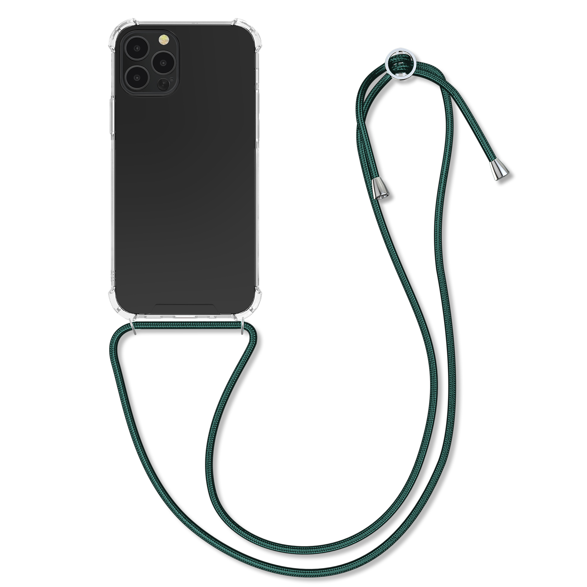 Kvalitní silikonové TPU pouzdro pro Apple iPhone 12 / 12 Pro - Transparent | Dark Green