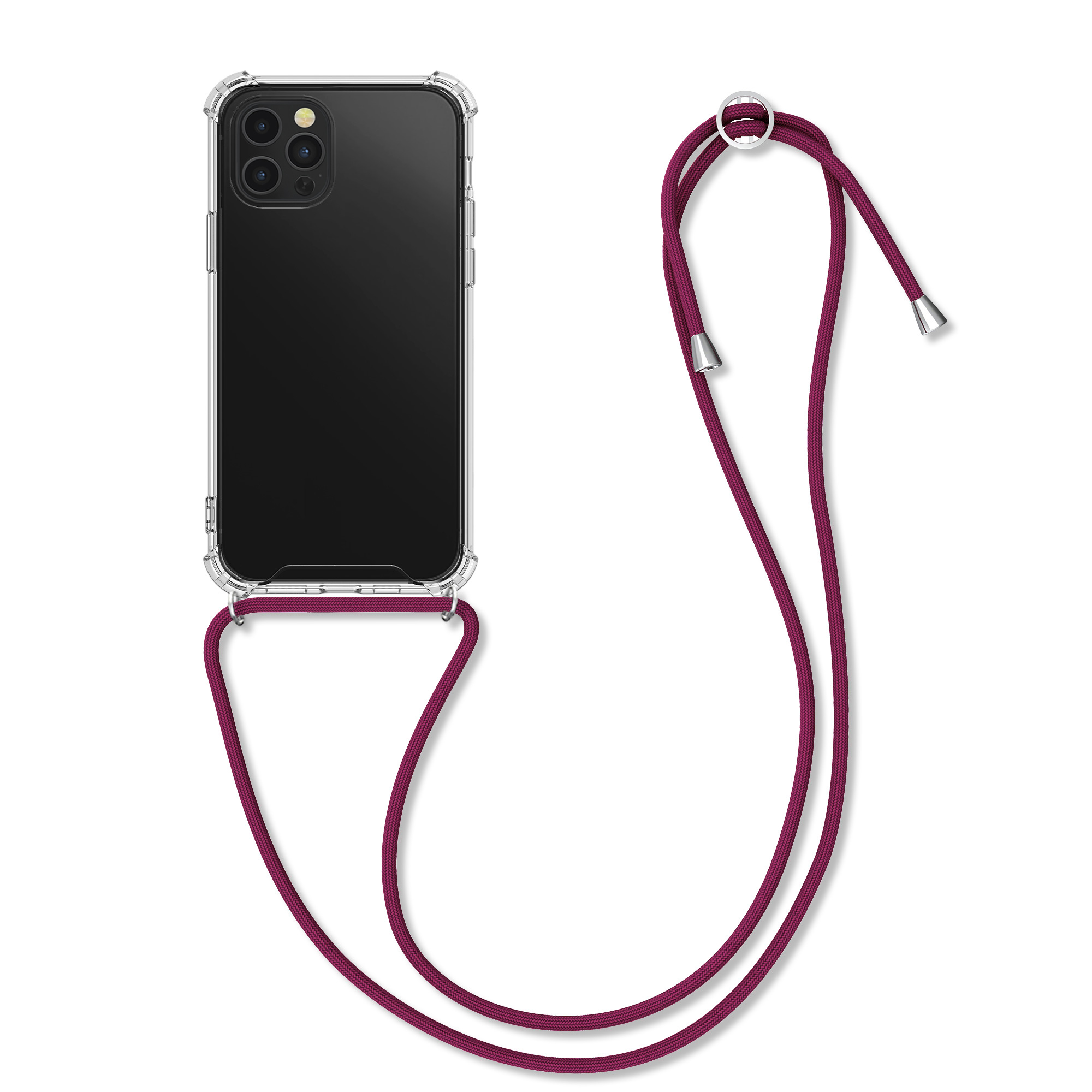 Kvalitní silikonové TPU pouzdro pro Apple iPhone 12 Pro Max - Transparent | Dark Red