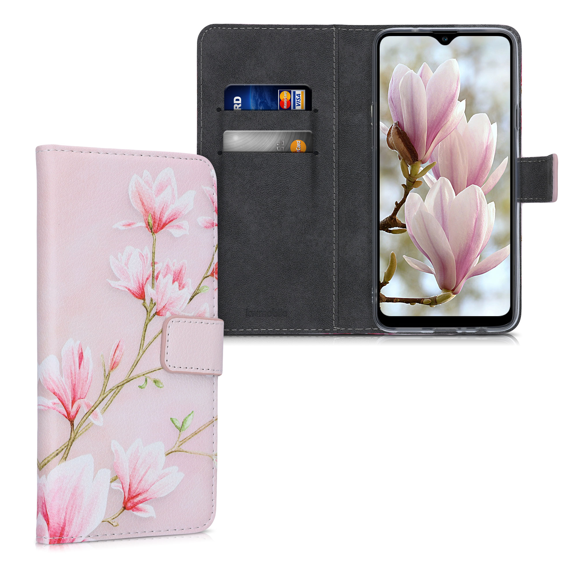 Kožené pouzdro pro Samsung A20s - Magnolie růžové / bílé / růžové Dusty
