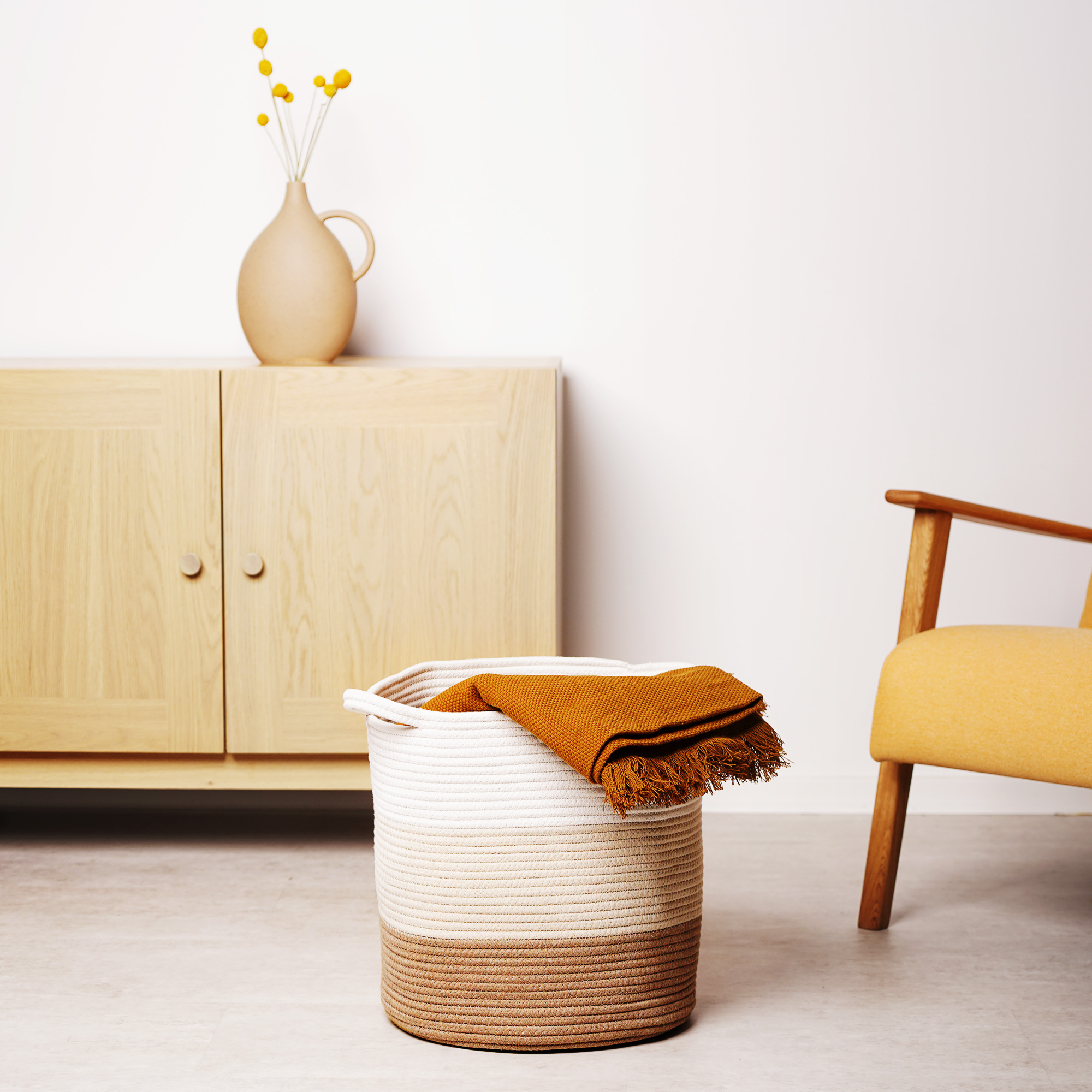 Flechtkorb zur Aufbewahrung aus Baumwolle Wäschekorb geflochten Seil