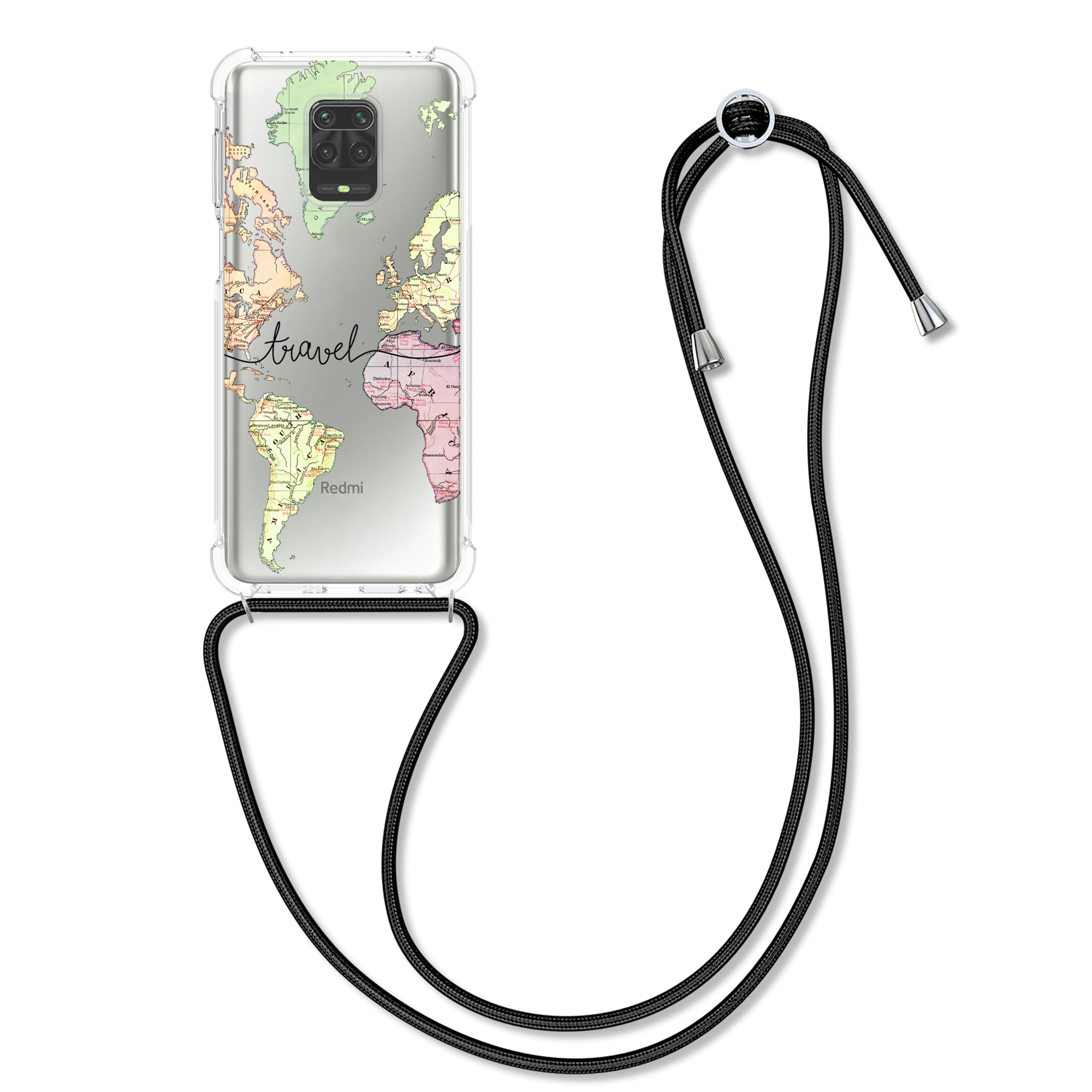 Kvalitní silikonové TPU pouzdro | obal pro Xiaomi Redmi Note 9S | 9 Pro | 9 - Travel černý / Multicolor / transparentní