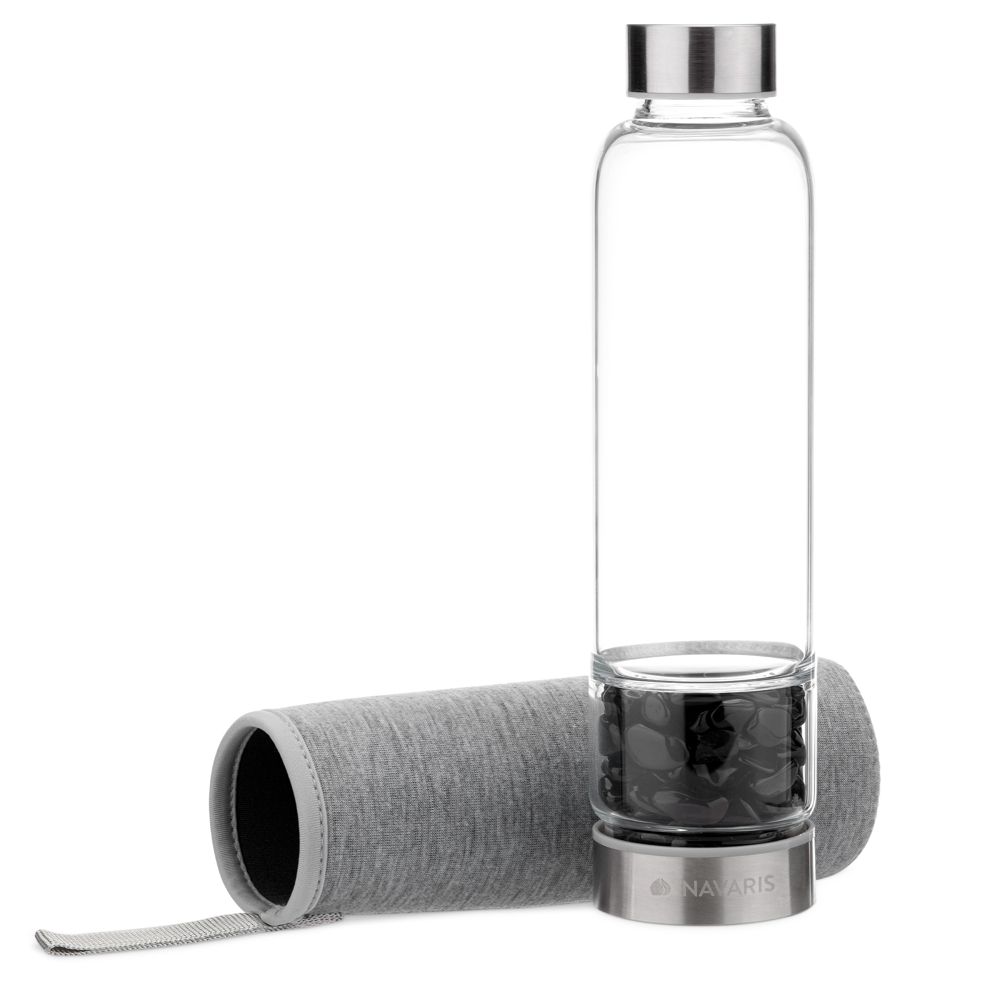 BOUTEILLE DEAU EN verre borosilicate avec quartz rose Navaris EUR 24,39