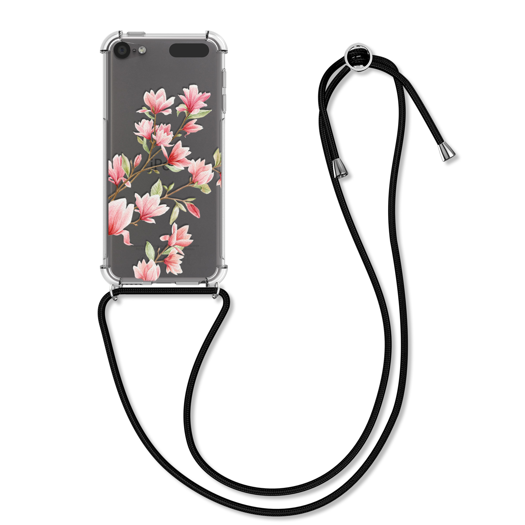 Crossbody pouzdro pro Apple iPod Touch 6G / 7G (6. a 7. generace) - Magnólie Růžová / Bílá / Transparentní