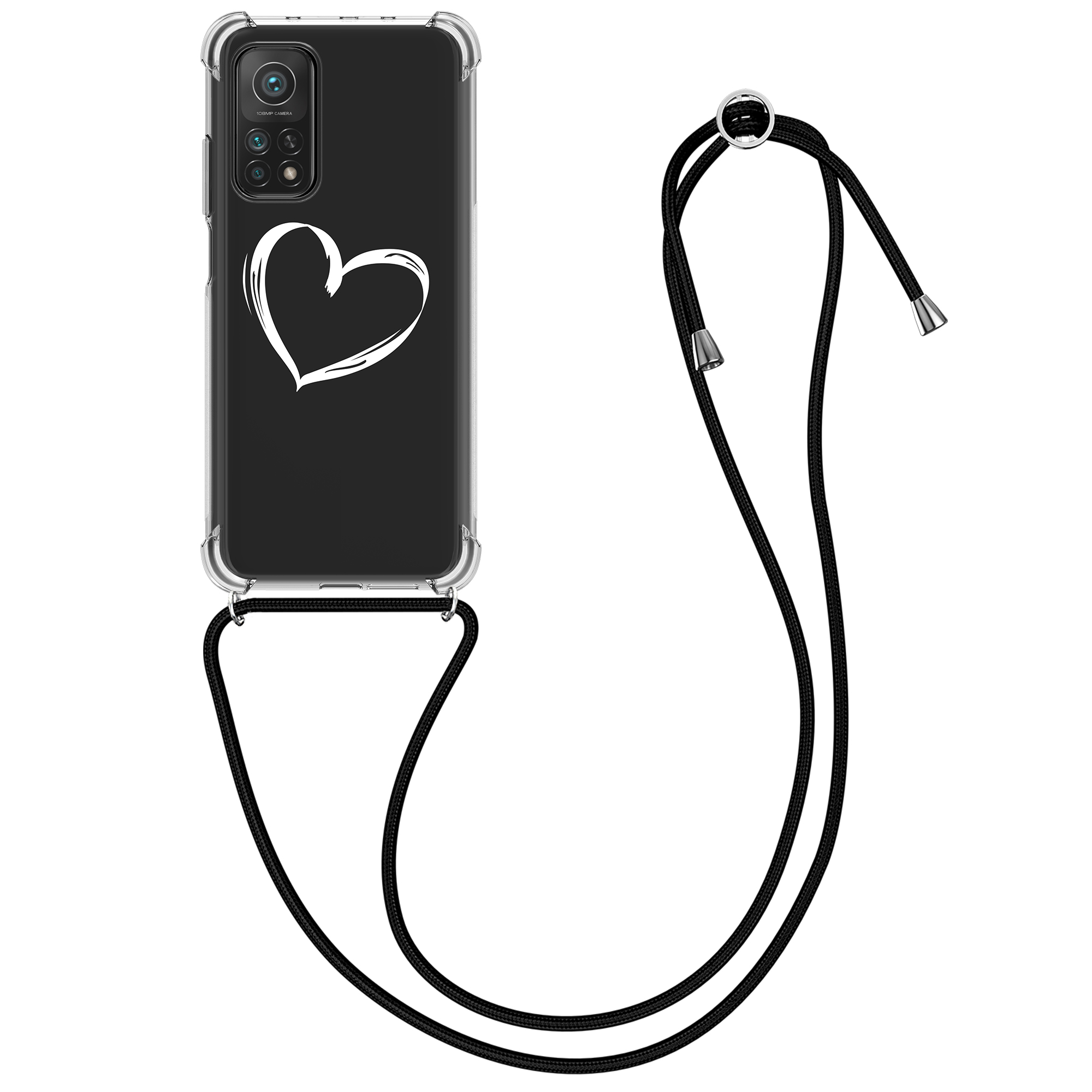 Pouzdro pro Xiaomi Mi 10T / Mi 10T Pro - Kartáčované srdce Bílá / průhledná