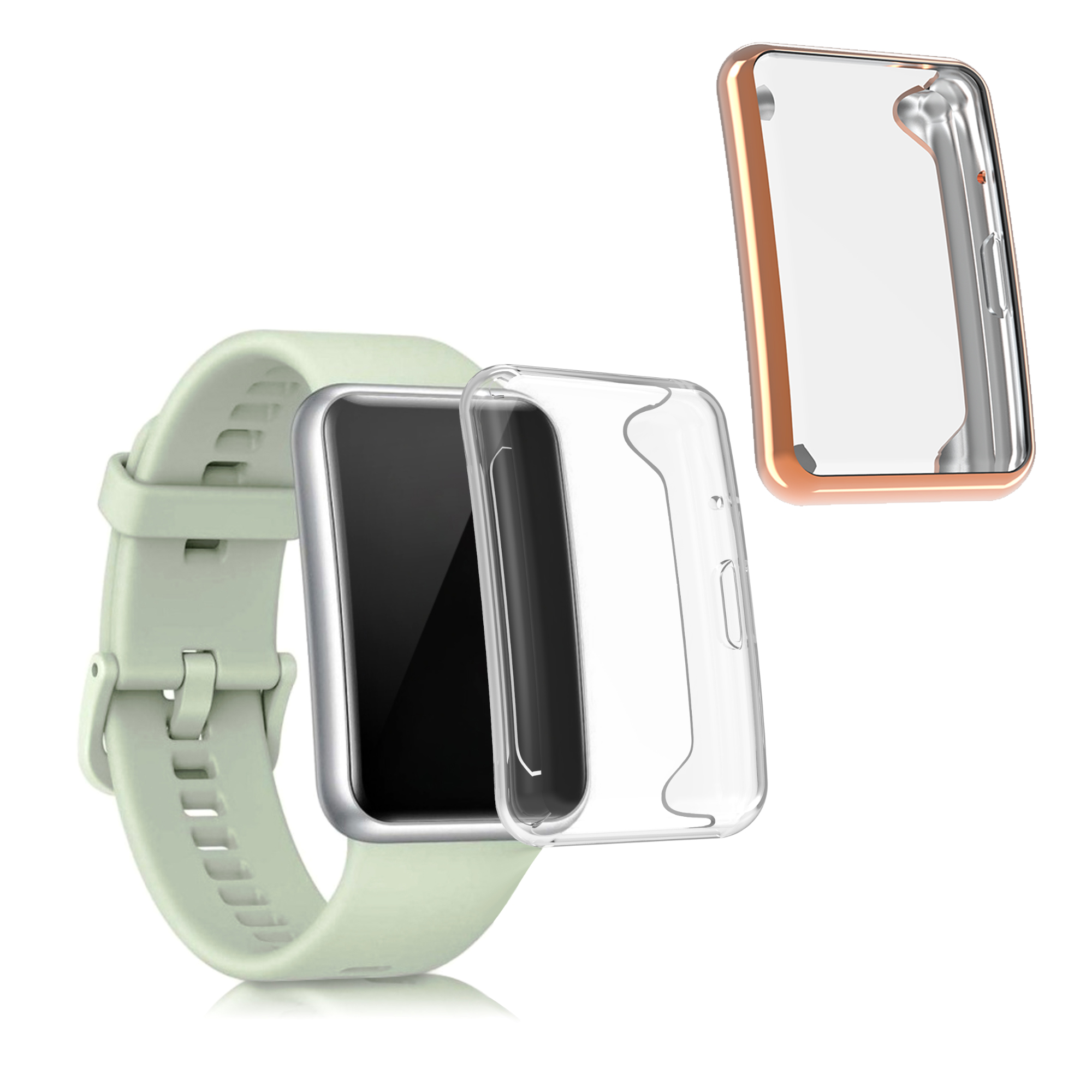 Pouzdro pro Huawei Watch Fit (sada 2 kusů) - Transparentní / růžové zlato