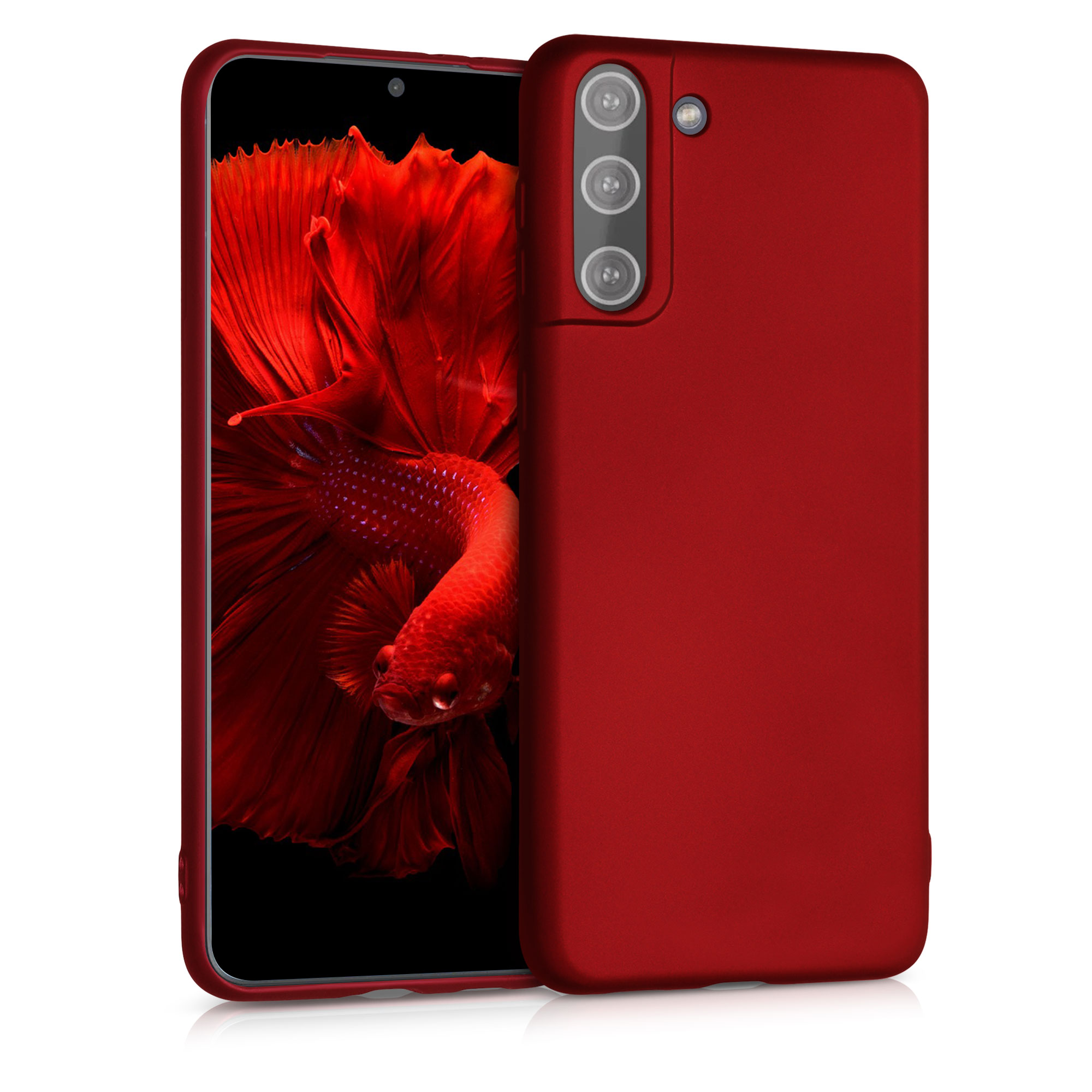 Kvalitní silikonové TPU pouzdro pro Samsung S21 Plus - Metalíza Tmavě červená