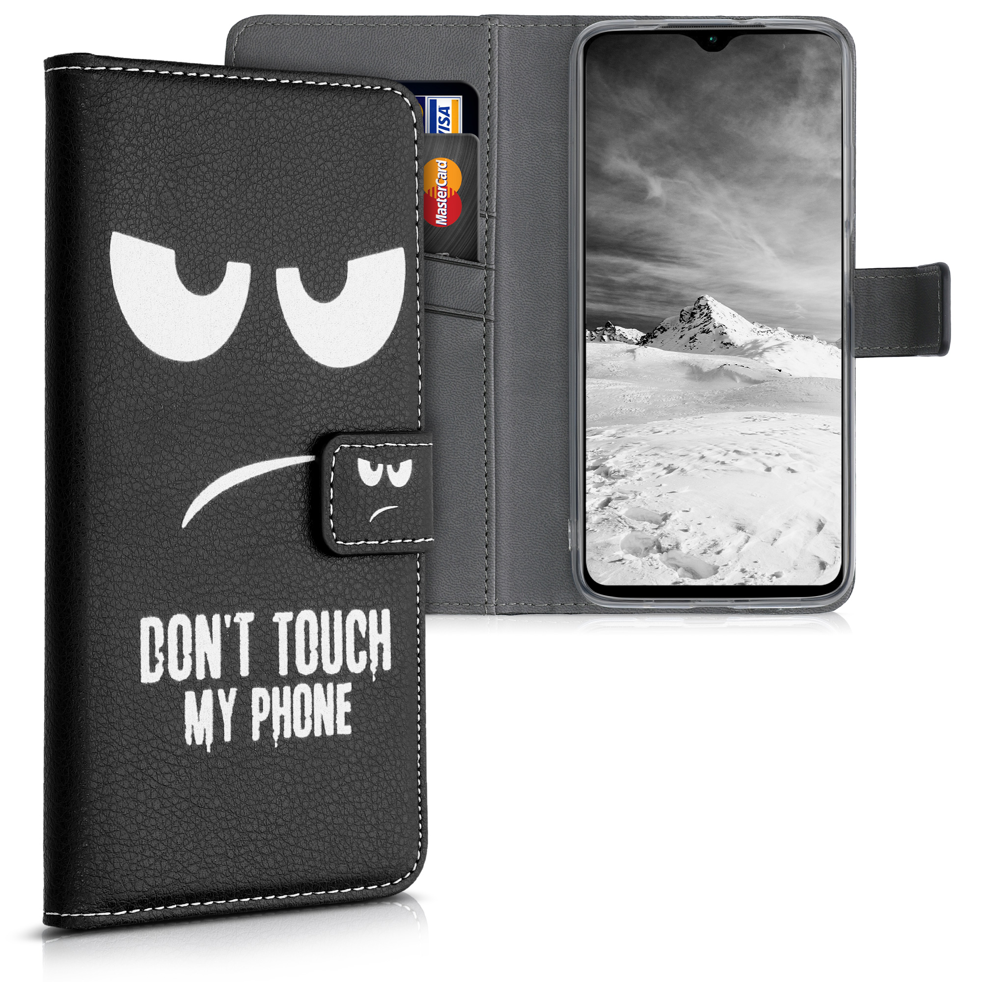 Peněženkové pouzdro pro Xiaomi Redmi 9T - Nedotýkej se mého telefonu Bílá / Černá