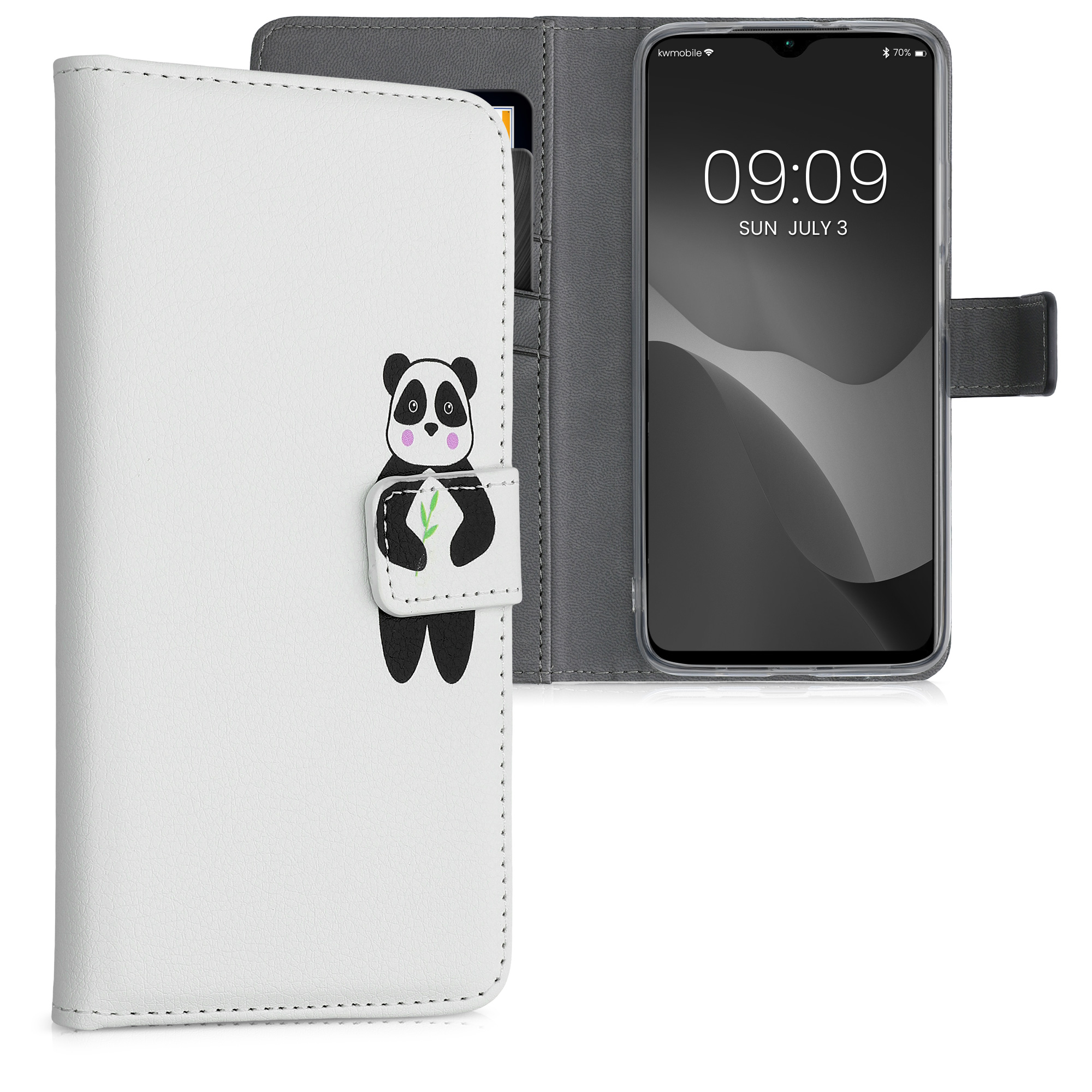 Peněženkové pouzdro pro Xiaomi Redmi 9T - Peněženka Panda Černá / Zelená / Bílá