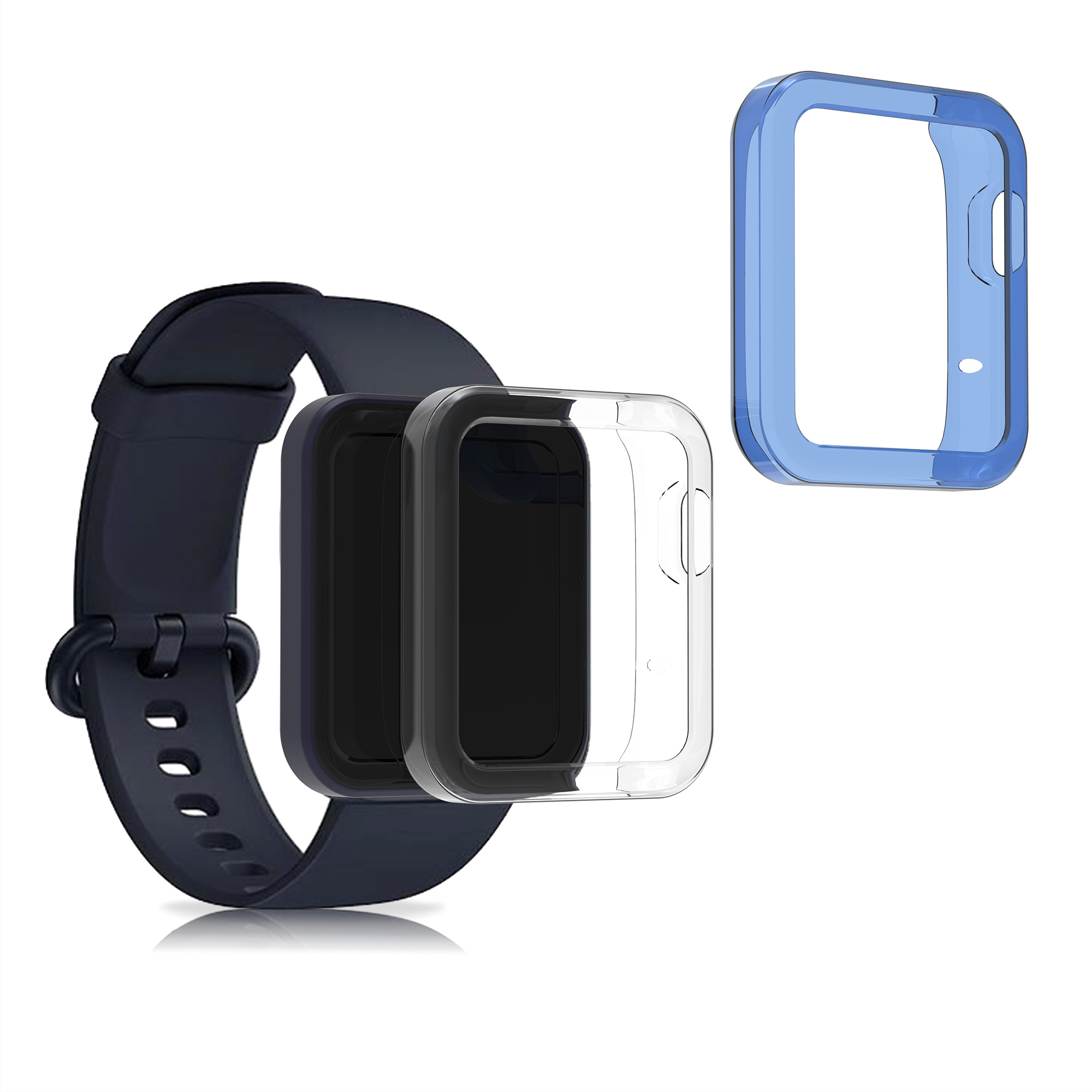 2-Pack Fitness Tracker Frame pro Xiaomi Mi Watch Lite / Redmi Watch - Transparentní / Modrá