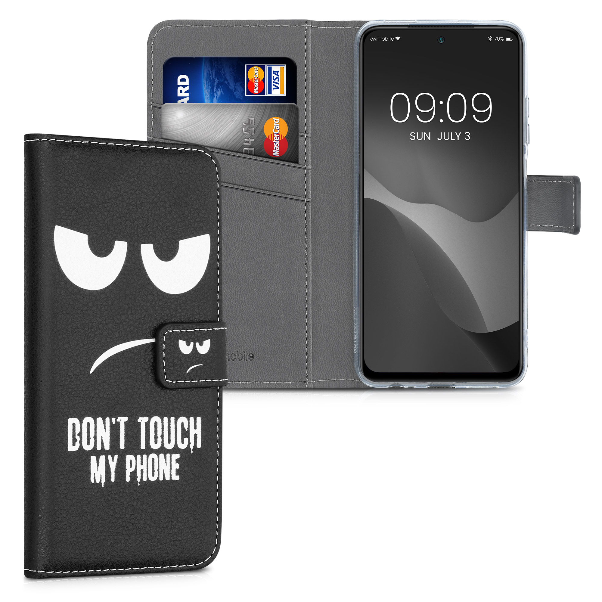Peněženkové pouzdro pro Xiaomi Redmi Note 10 / Note 10S - Nedotýkej se mého telefonu Bílá / Černá