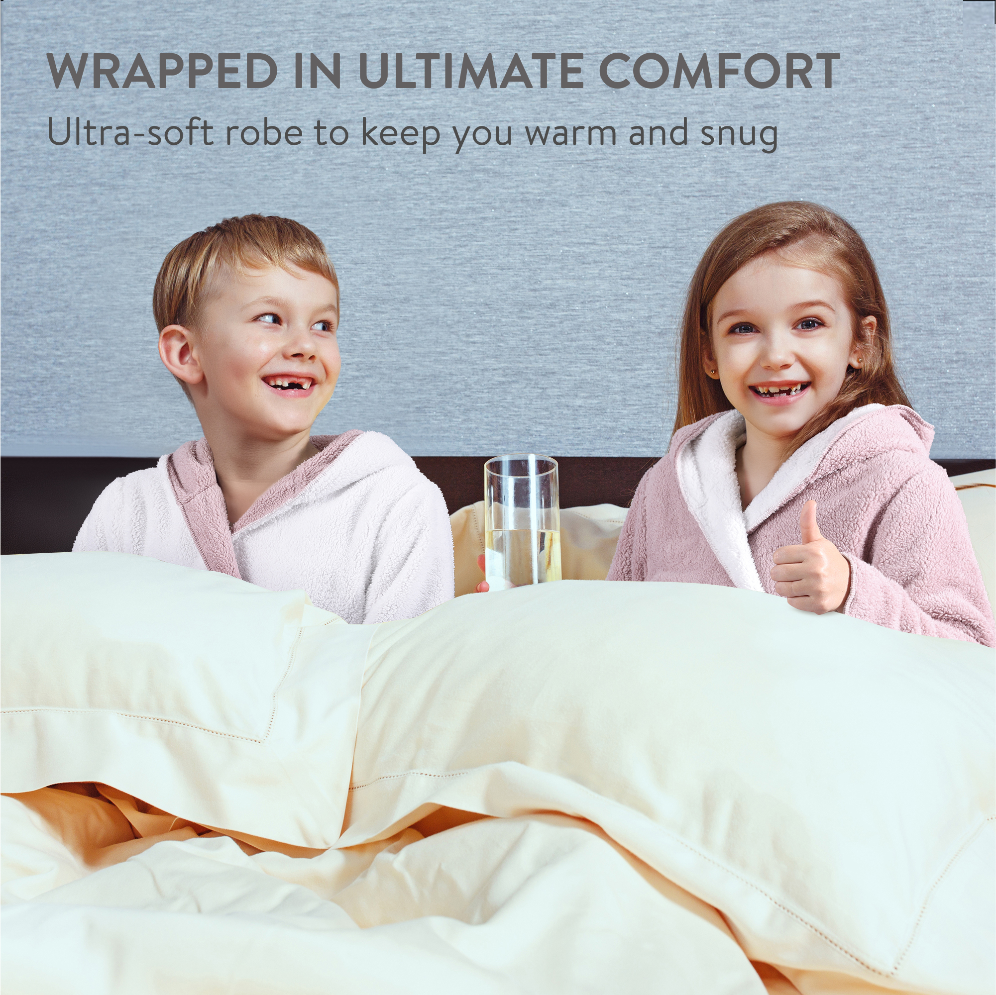 Kuschelfleece Kinder Bademantel Morgenmantel für Jungen und Mädchen mit Gürtel - Bild 9 von 9