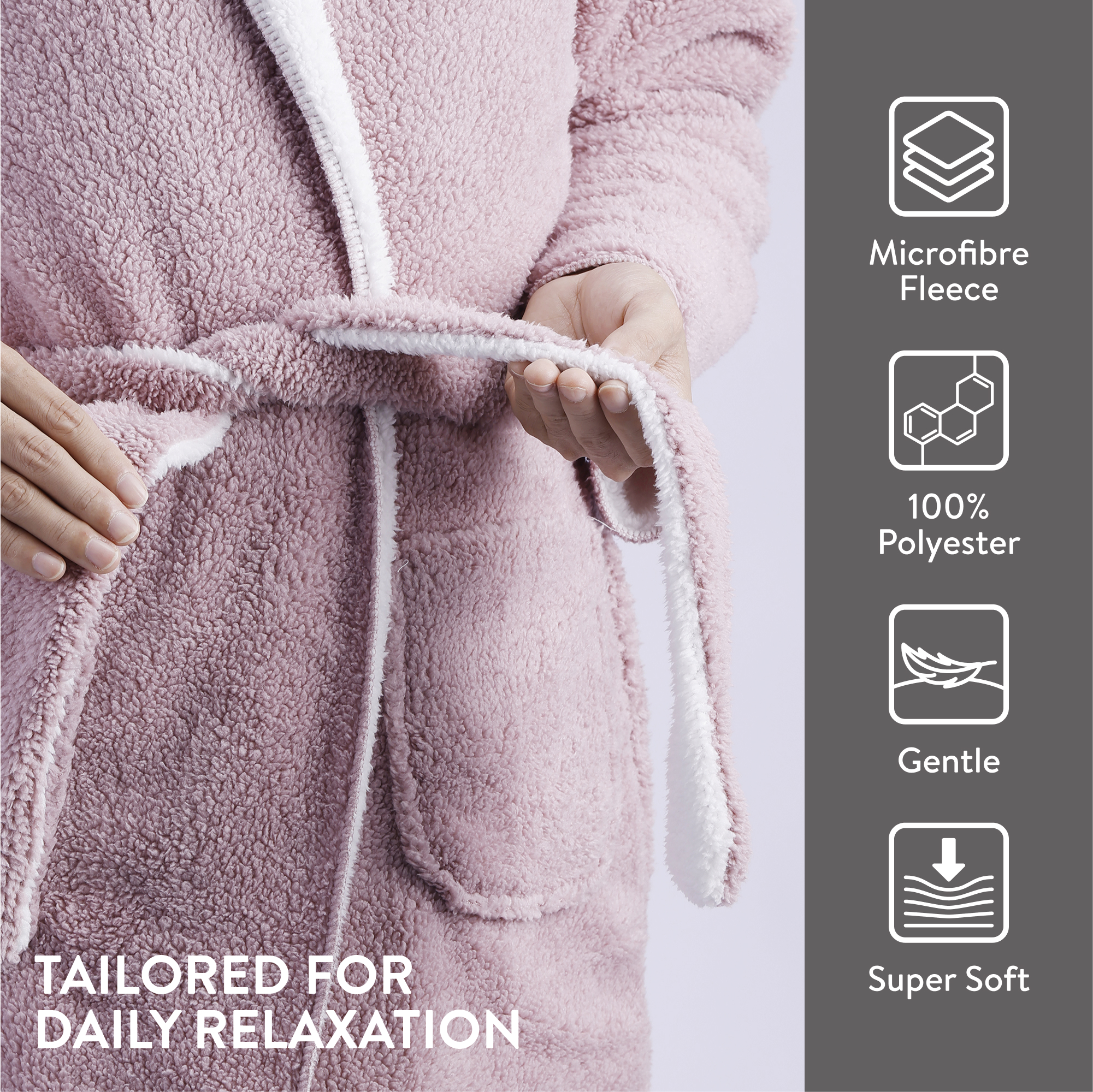 Kuschelfleece Kinder Bademantel Morgenmantel für Jungen und Mädchen mit Gürtel - Bild 3 von 9