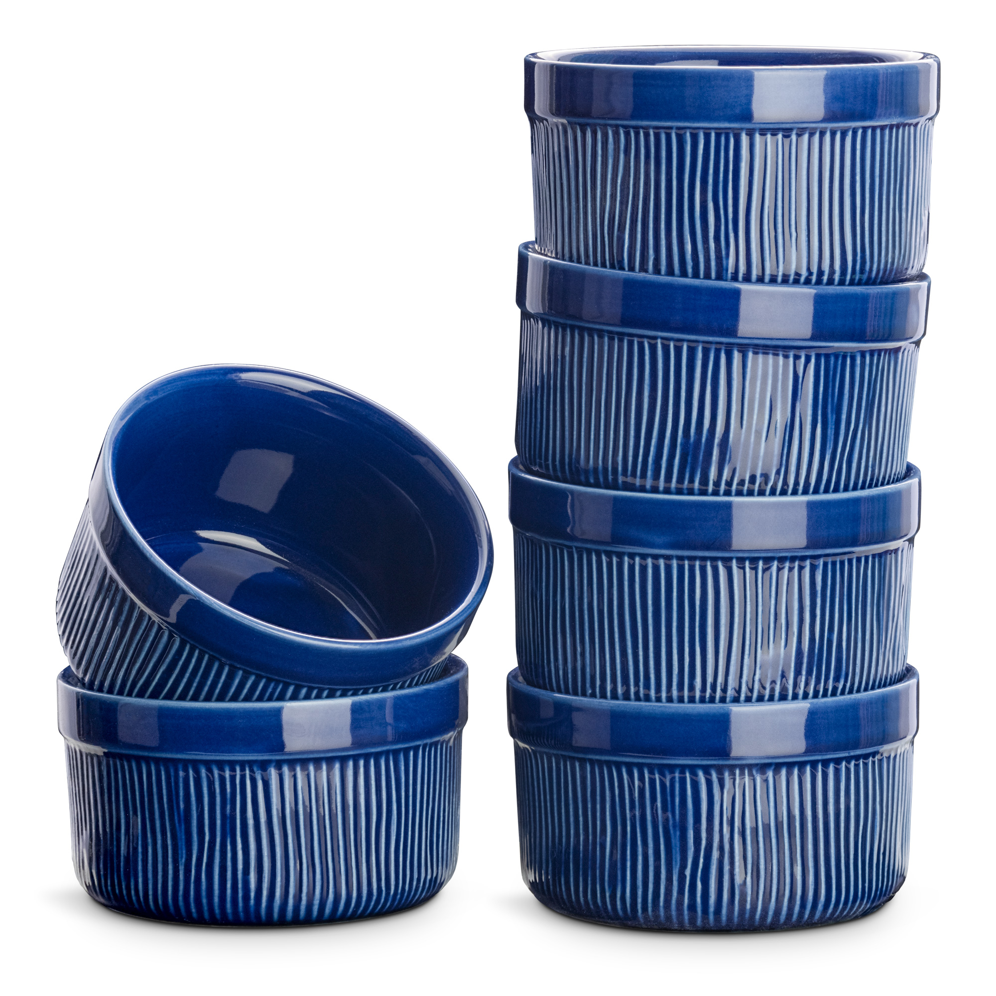 Set de 6x cuenco de cerámica para hornear a máx. 220 °C ramequines 9 x 5 cm azul