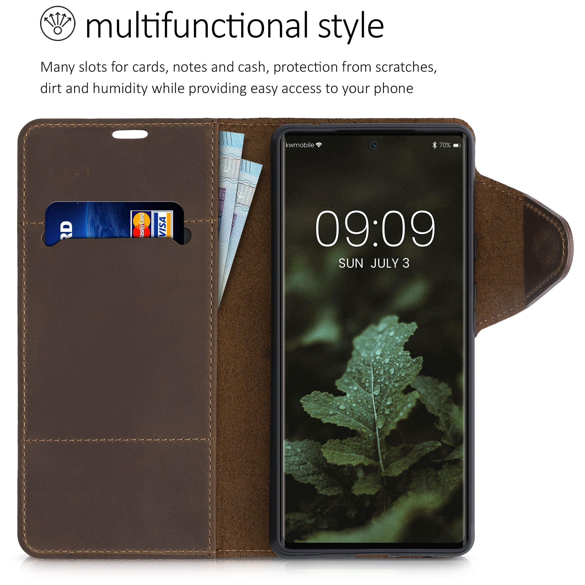 Genuine Leather Wallet Case for Google Pixel 6 with Stand - Picture 4 of 8