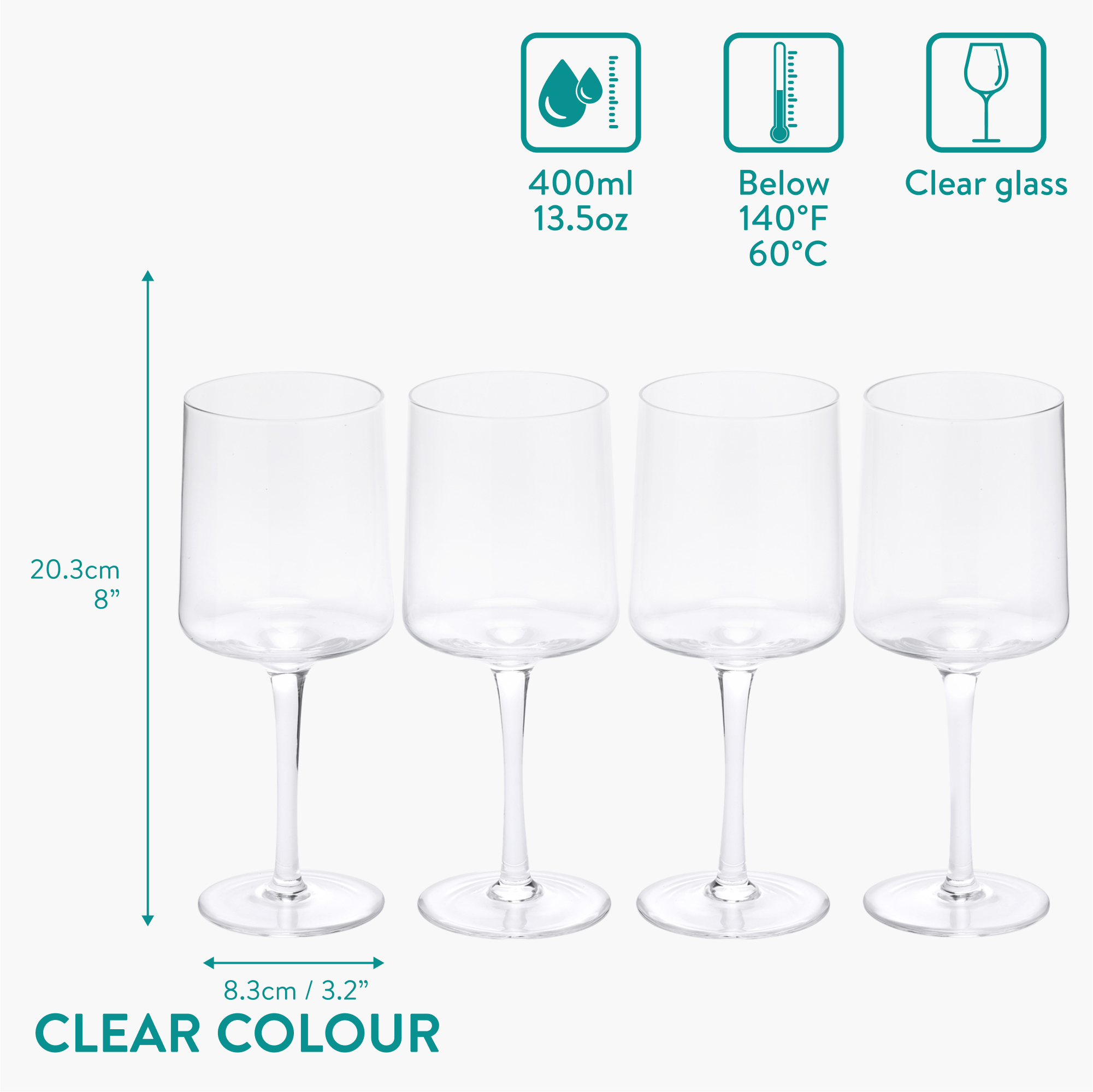 Copas de vino cuadradas - Set de 4x copa de vino de cristal - Copas vino  blanco 4067668022405