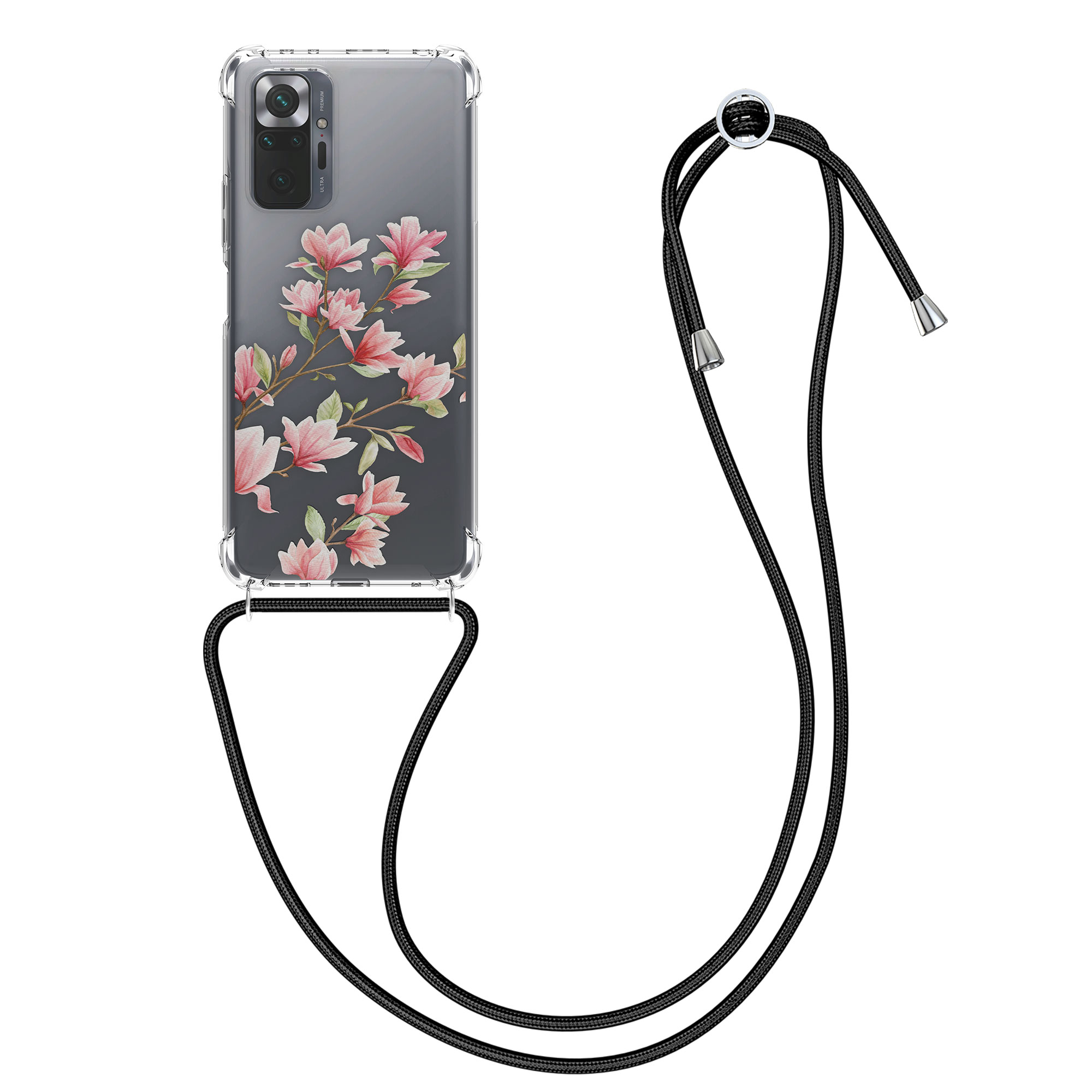 Pouzdro pro Xiaomi Redmi Note 10 Pro - Magnólie Růžová / Bílá / Průhledná