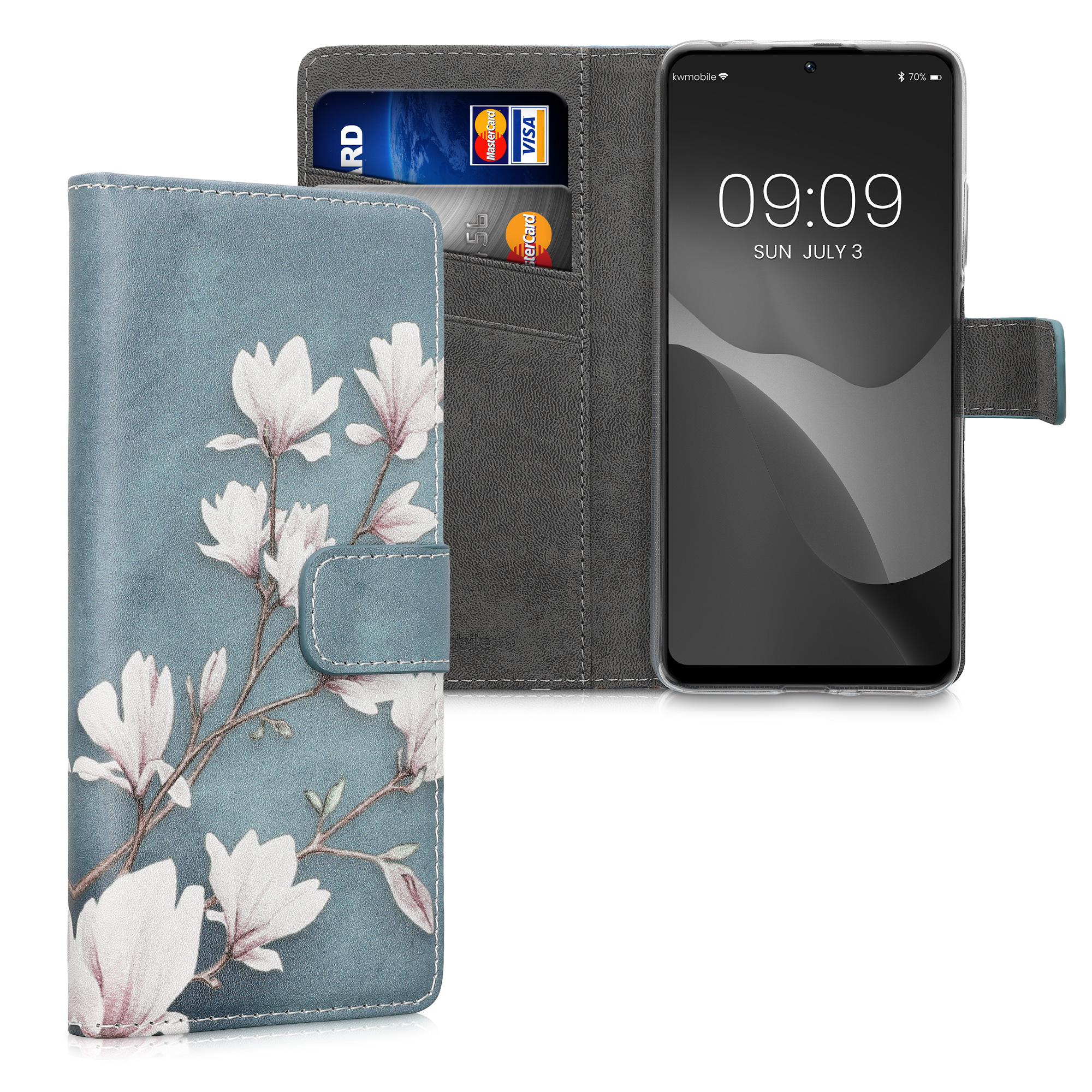 Peněženkové pouzdro pro Xiaomi Redmi Note 11 Pro / Note 11 Pro (5G) - Magnólie Taupe / Bílá / Modrošedá
