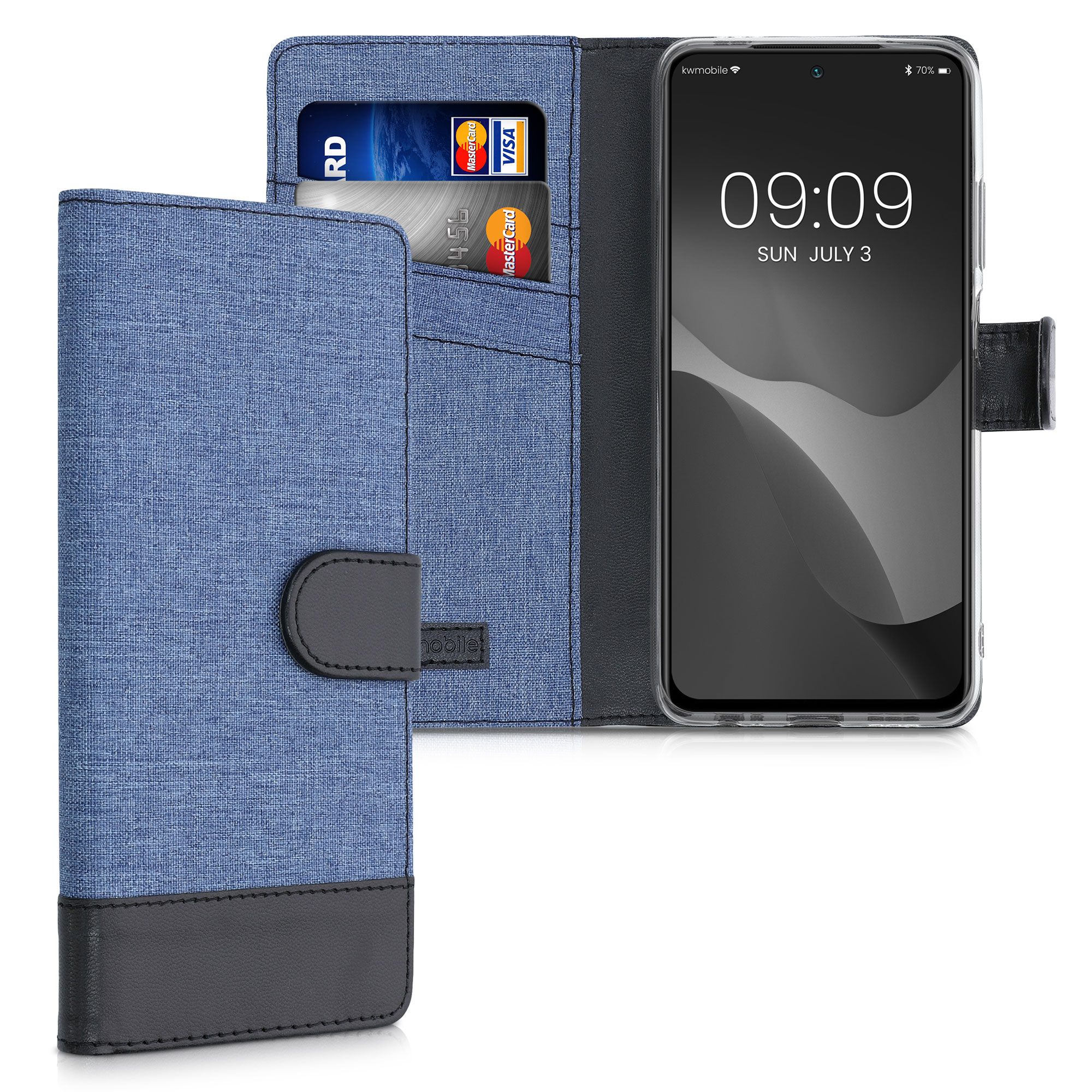 Peněženkové pouzdro pro Xiaomi Redmi Note 10 / Note 10S - Tmavě modrá / černá