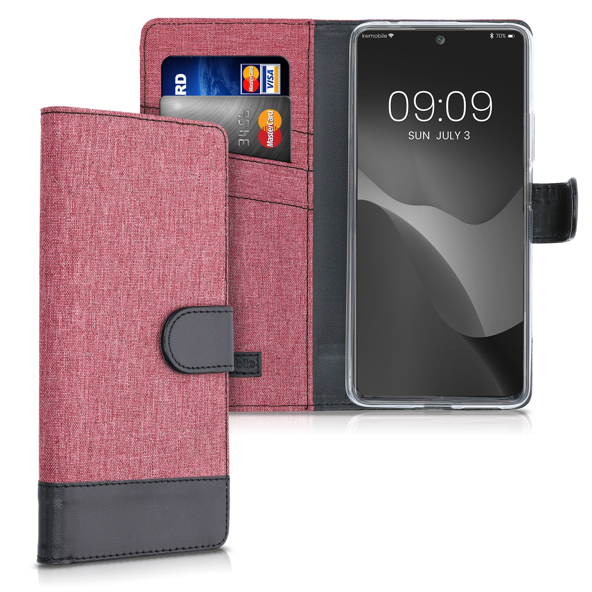 Peněženkové pouzdro pro Xiaomi 11T / 11T Pro - Prašná růžová / černá