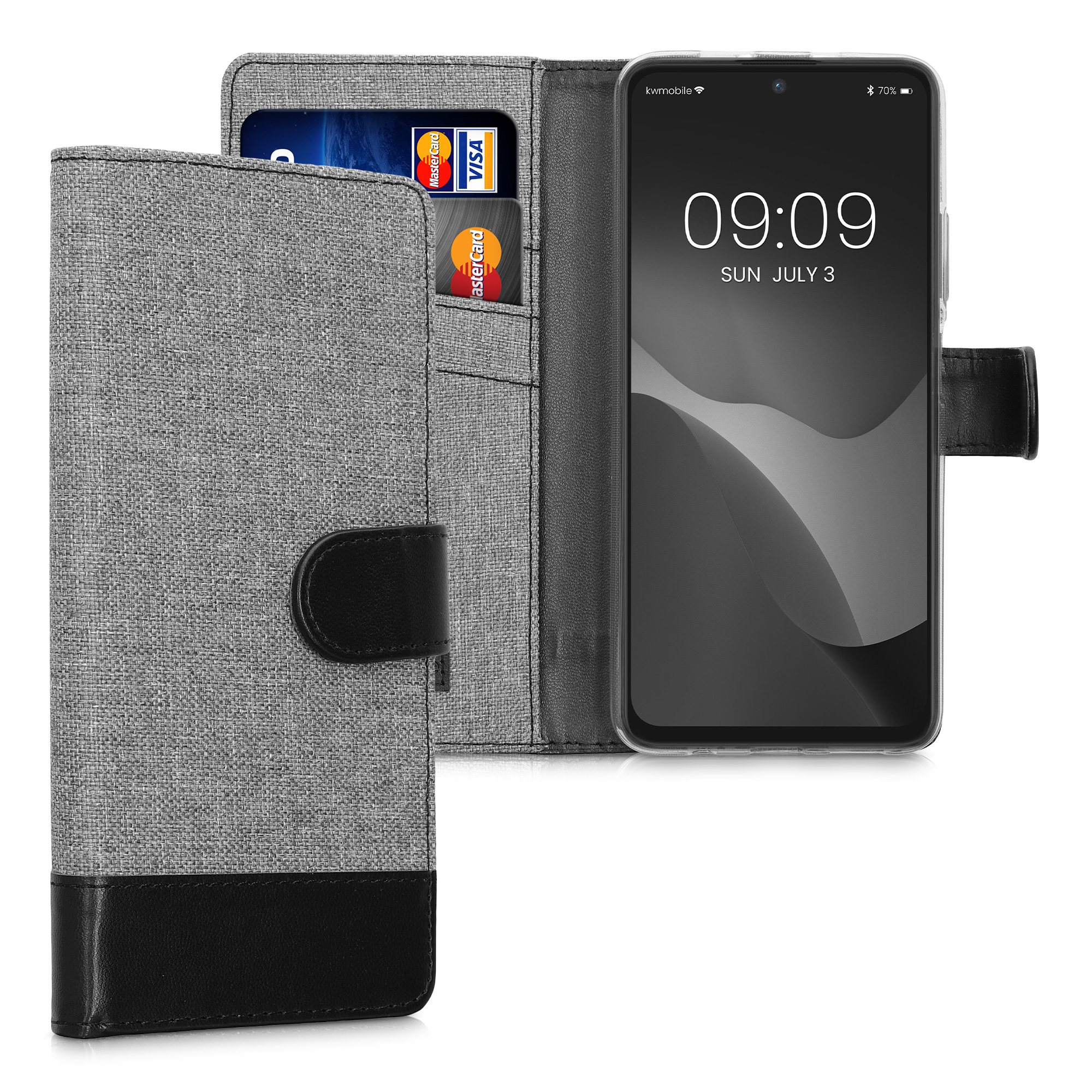 Peněženkové pouzdro pro Xiaomi Redmi Note 11 / Note 11S - Šedá / Černá / Černá