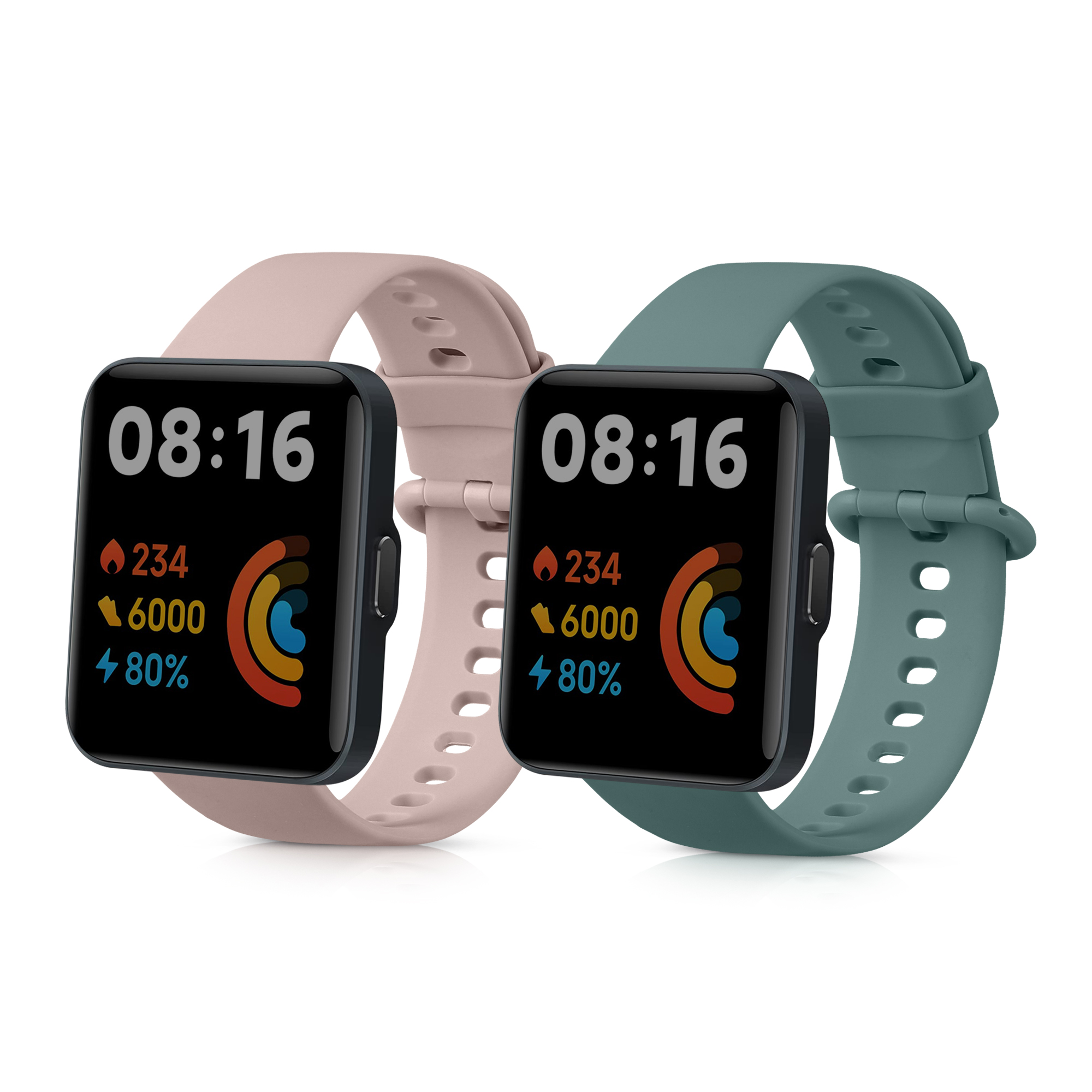 Řemínky pro hodinky Xiaomi Redmi Watch 2 / Redmi Watch 2 Lite - Tmavě zelená / Prašná růžová