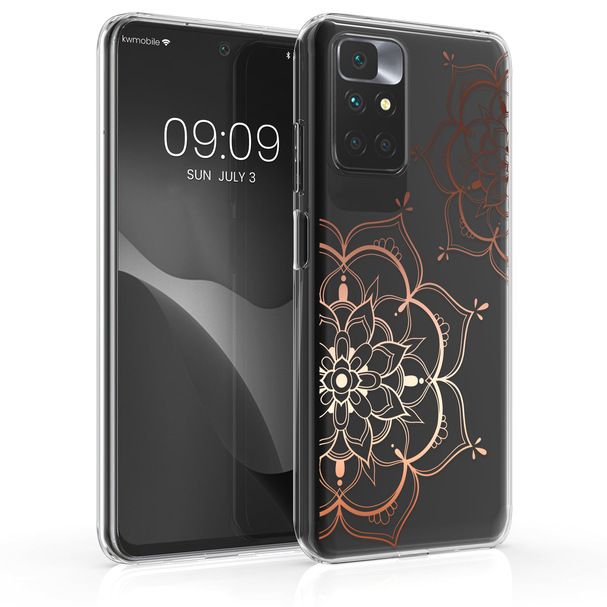 TPU pouzdro pro Xiaomi Redmi 10 (2021 / 2022) - Flower Twins Rose Gold / Transparent