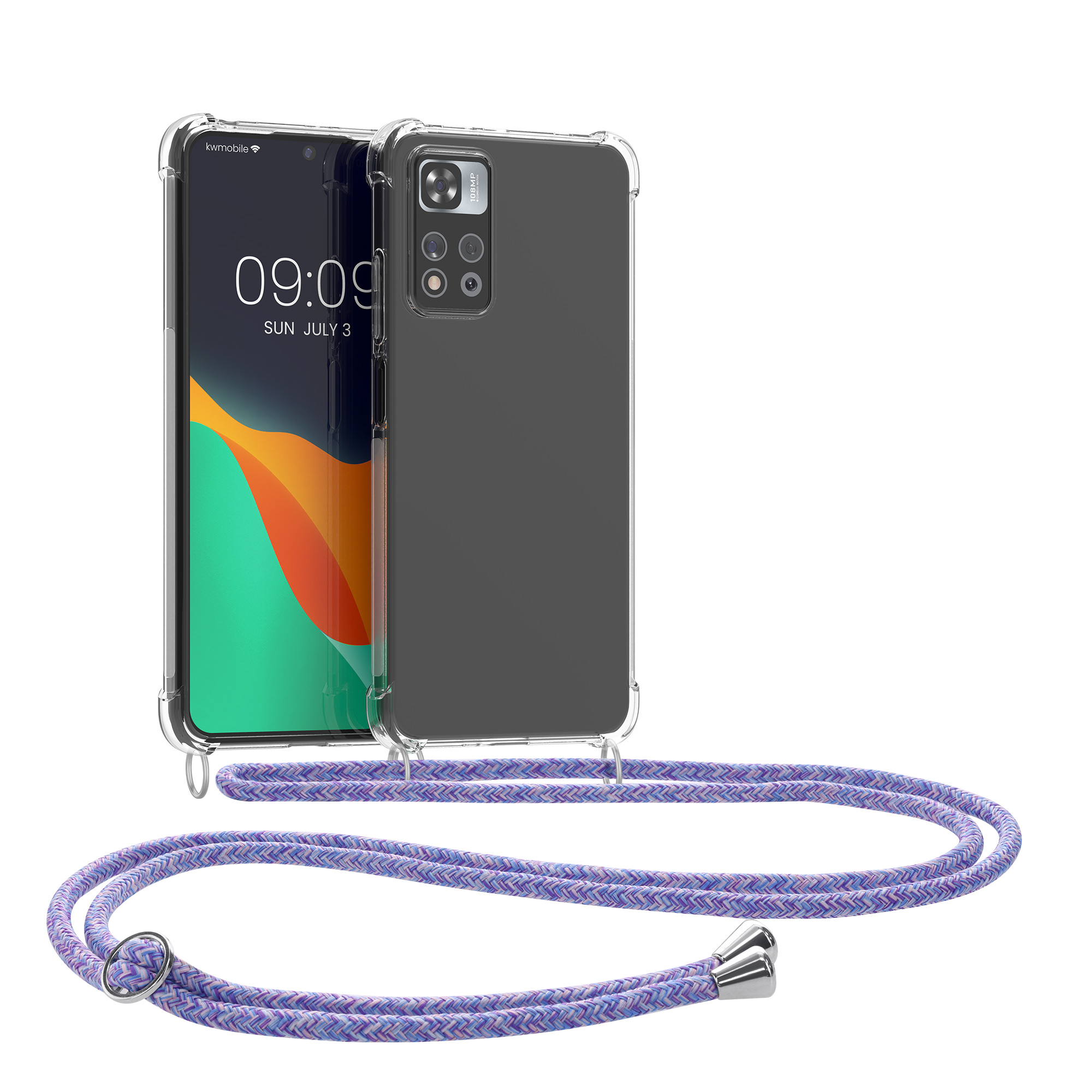 Crossbody pouzdro pro Xiaomi Redmi Note 11 Pro / Note 11 Pro (5G) - Levandulová / Fialová / Světle modrá / Průhledná