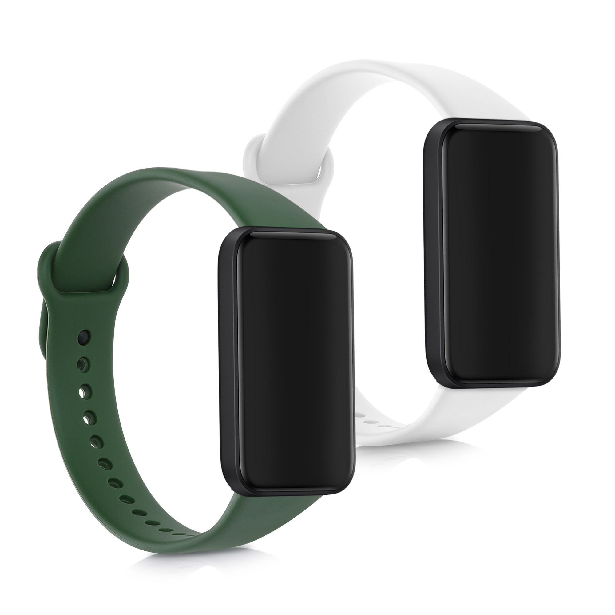 Řemínky na hodinky pro Xiaomi Redmi Smart Band Pro - Bílá matná / tmavě zelená