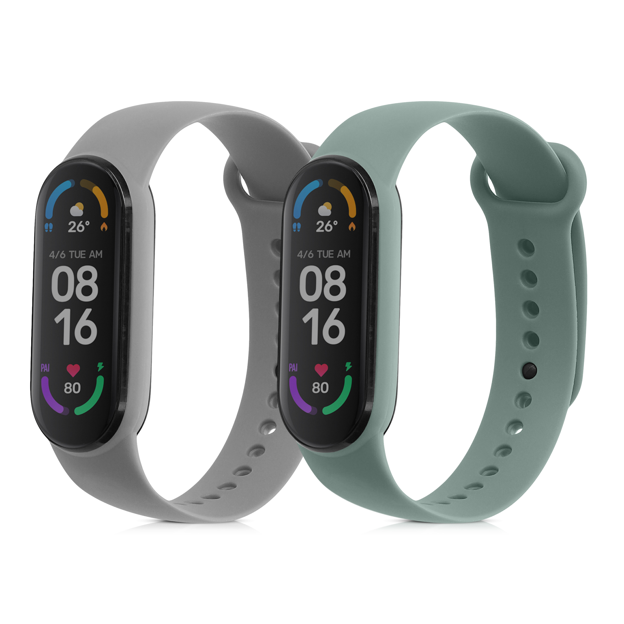 Náramky na hodinky pro Xiaomi Mi Smart Band 6 / Mi Band 6 / Band 5 - Pastelově zelená / světle šedá