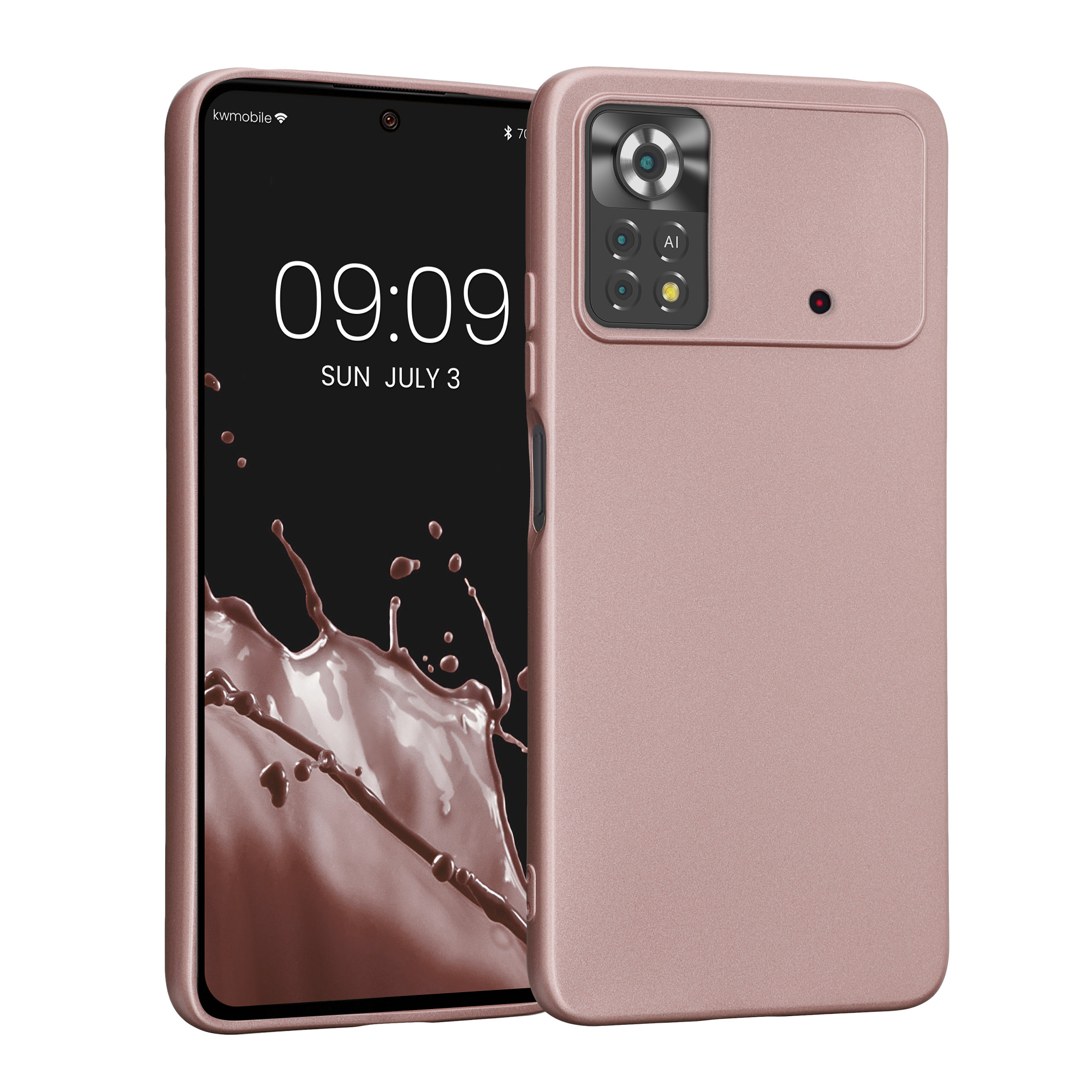 Pouzdro pro Xiaomi Poco X4 Pro 5G - Metalická růžově zlatá