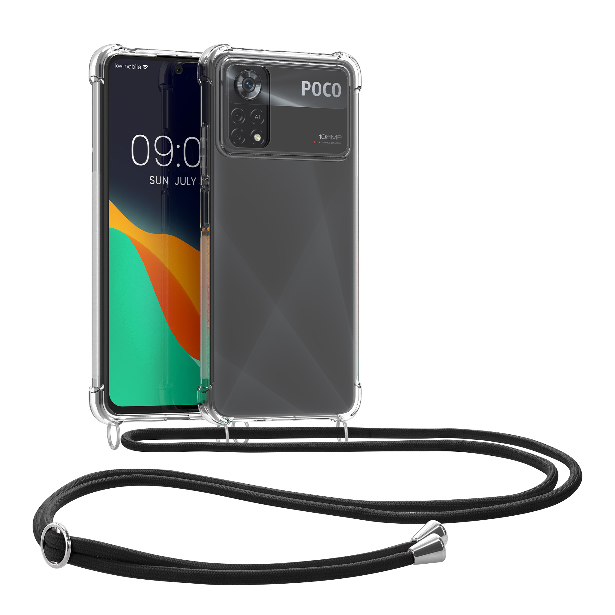 Crossbody pouzdro pro Xiaomi Poco X4 Pro 5G - Černá / průhledná