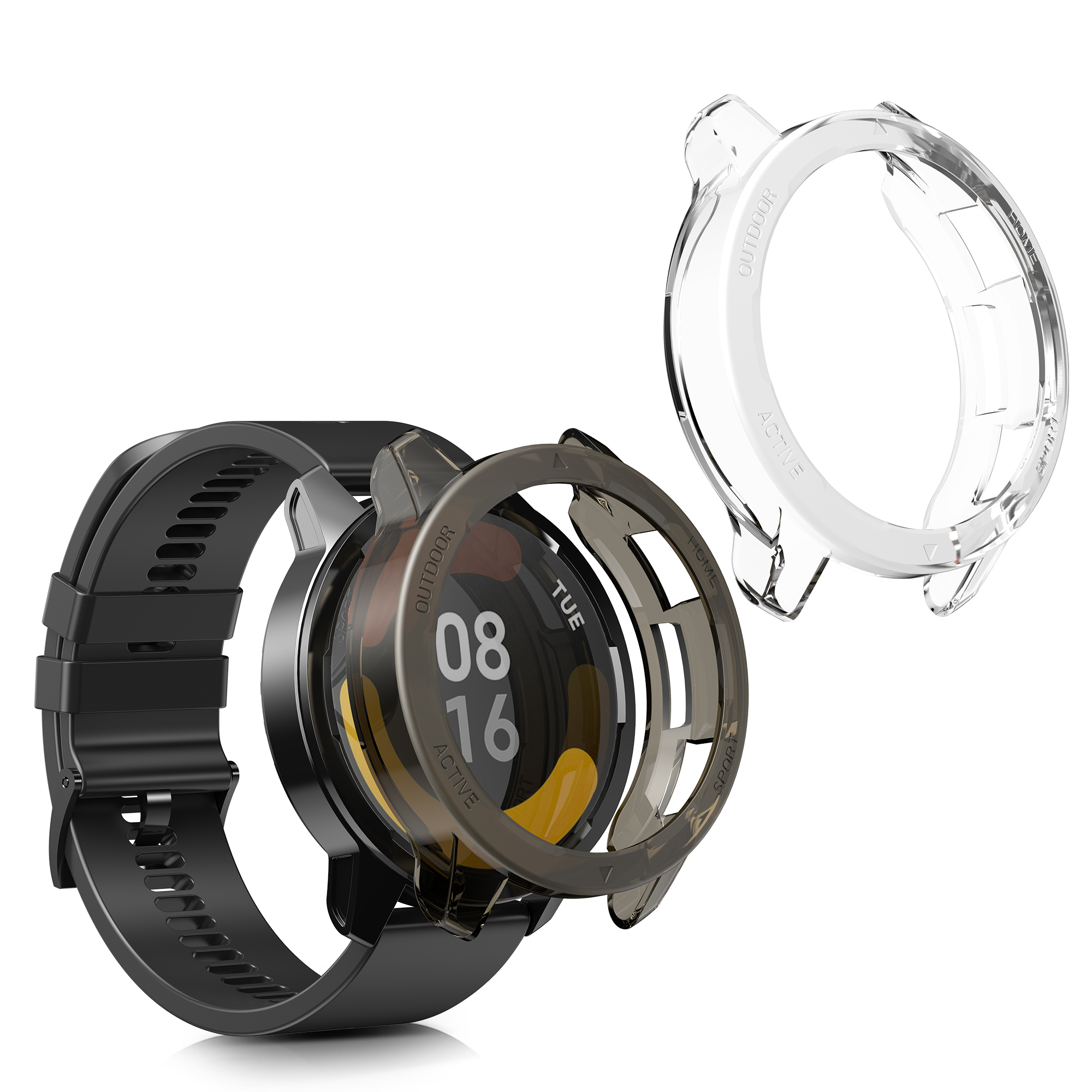 Rámeček pro 2 balení fitness trackeru pro hodinky Xiaomi Watch S1 Active - Černá / průhledná
