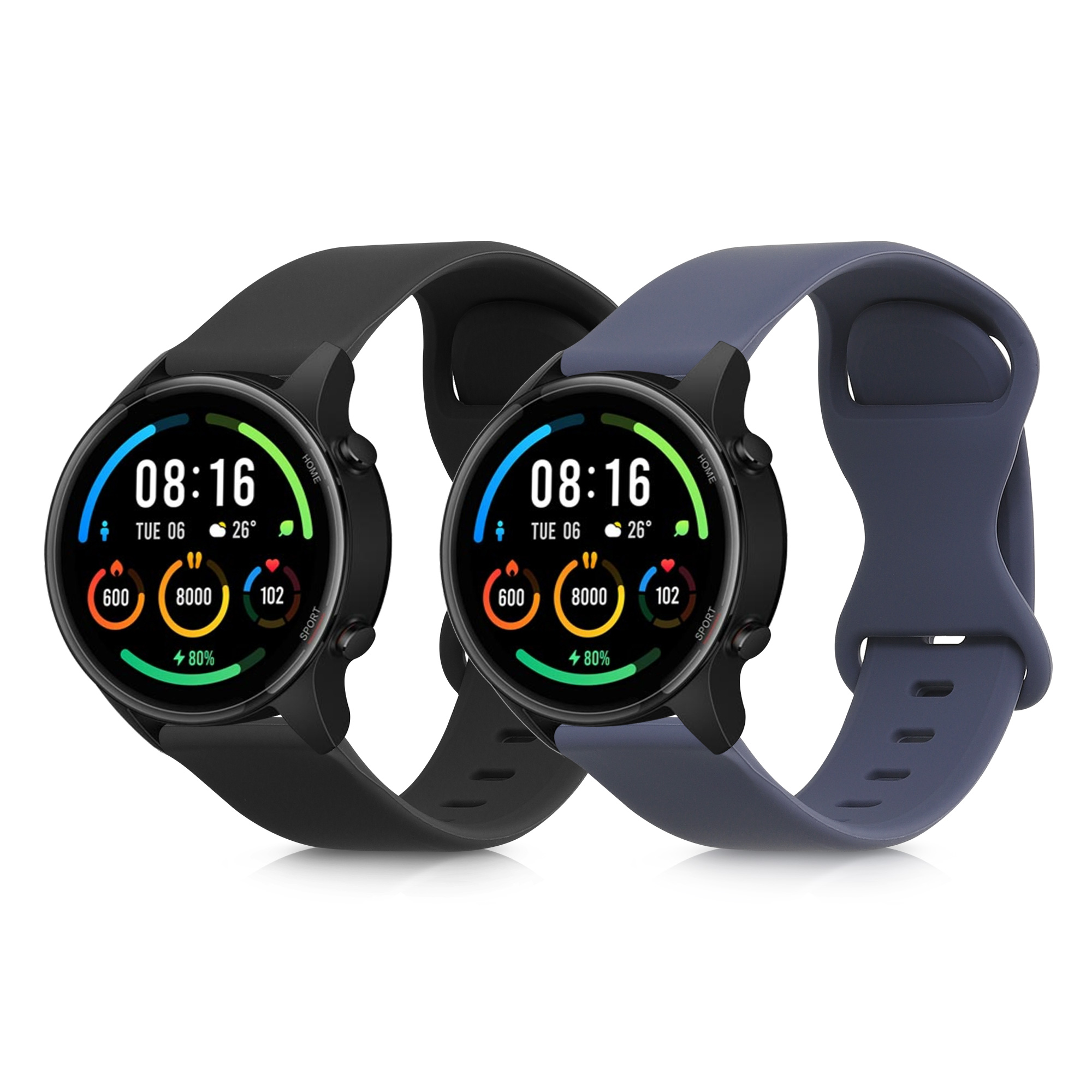 Silikonové řemínky pro hodinky Xiaomi Mi Watch / Mi Watch Color Sport (sada 2 kusů) - Černá / Levandulově šedá