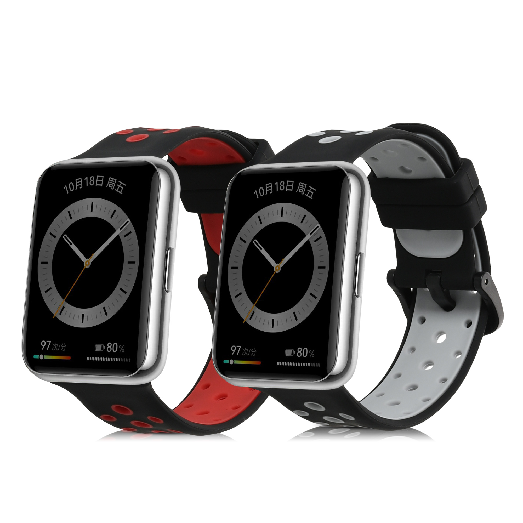 Řemínky na hodinky pro Huawei Watch Fit 2 - Černá / červená / černá / šedá