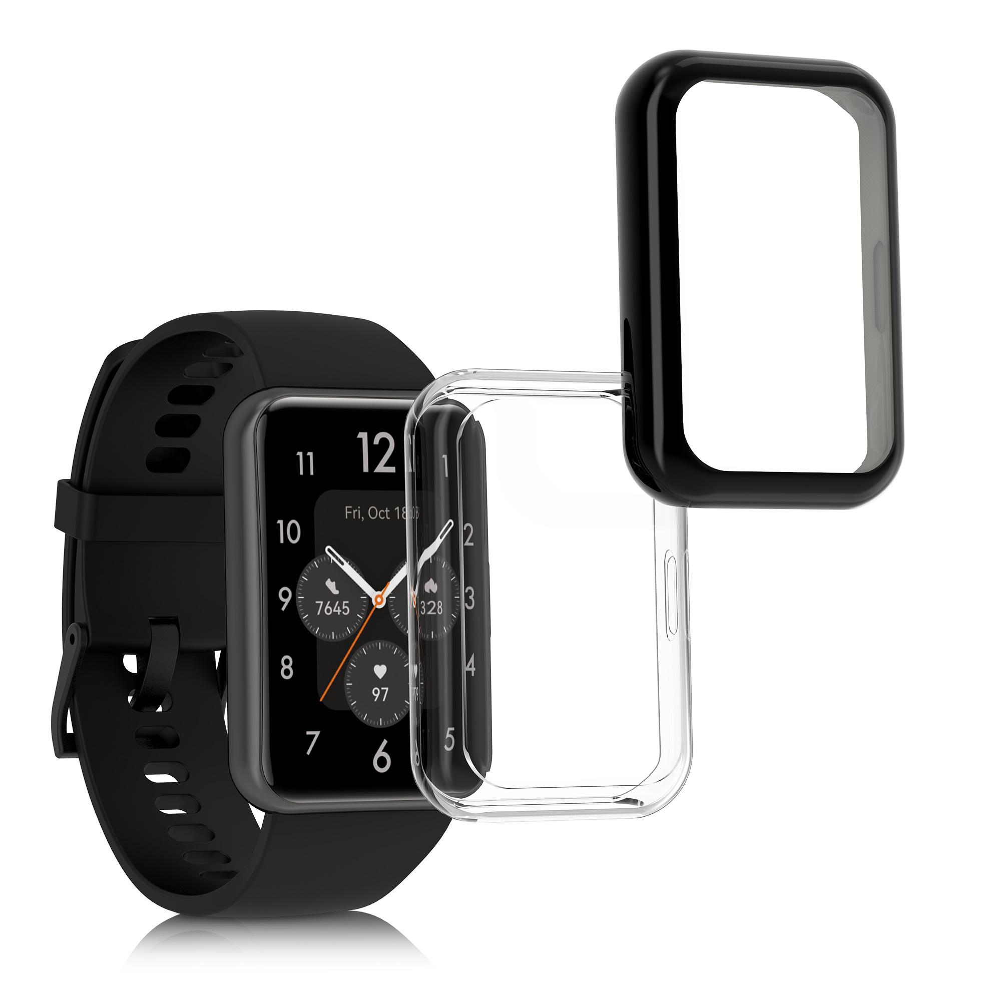 Pouzdro pro Huawei Watch Fit 2 (sada 2 kusů) - Černá / průhledná